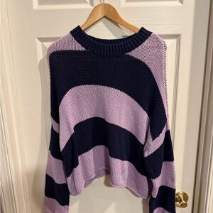Aerie Navy and Lavender Striped Sweater